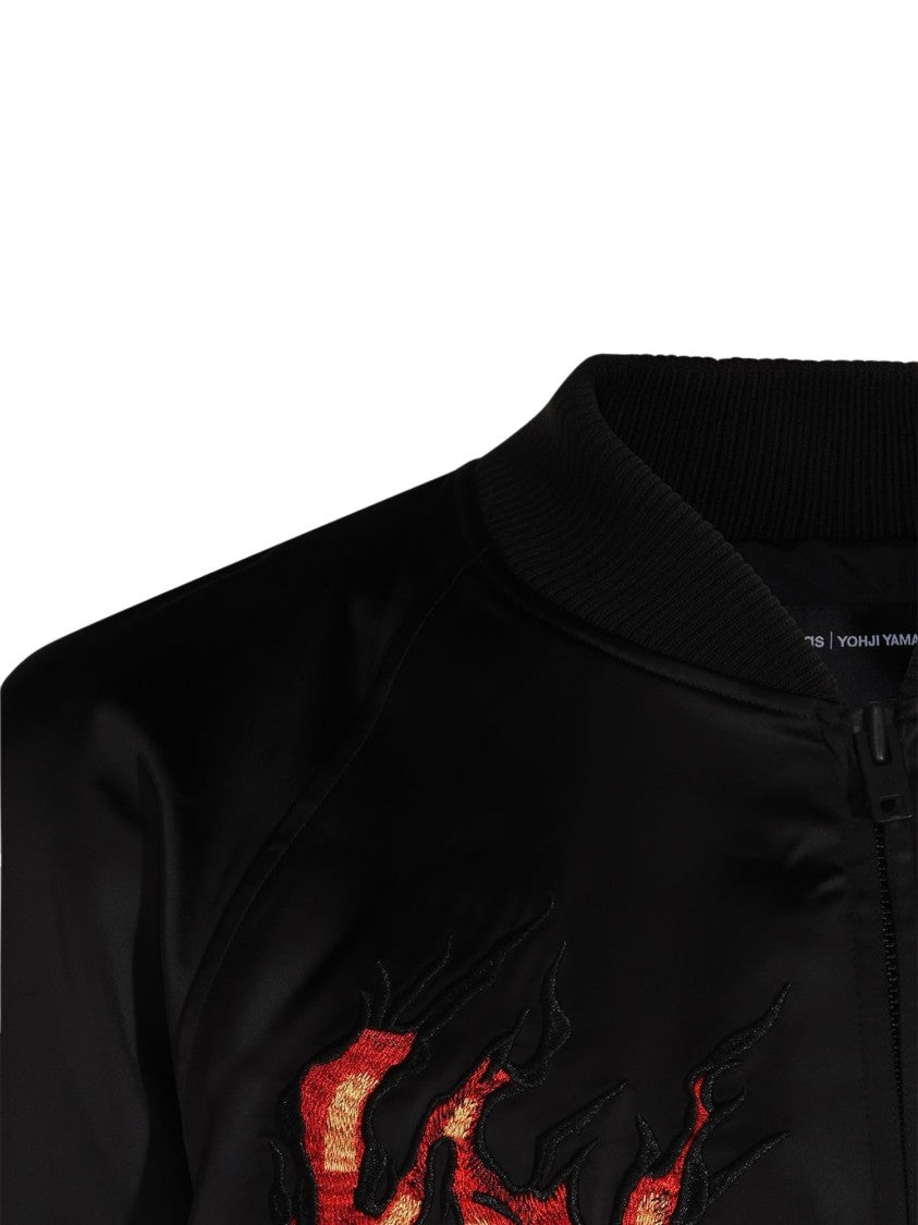 Y-3 Gfx Souv Black Flame Embroidered Satin Jacket
