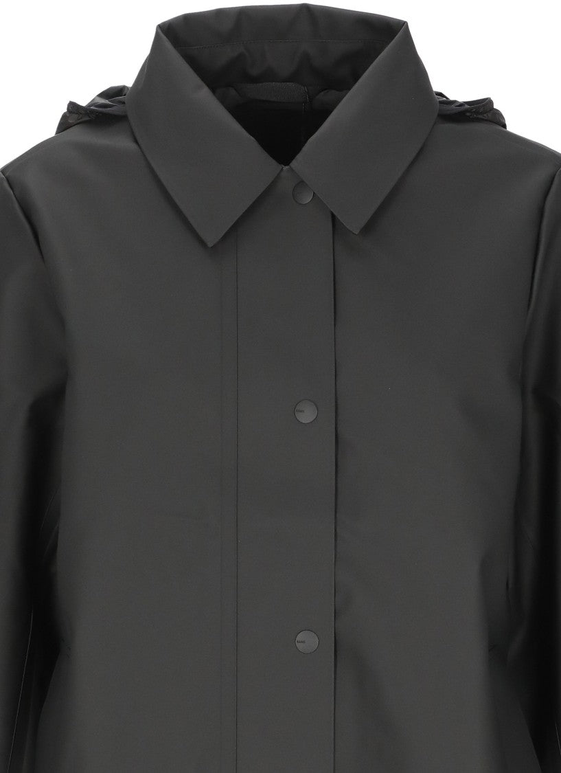 Rains Nara W Black Snap Buttons Long Raincoat