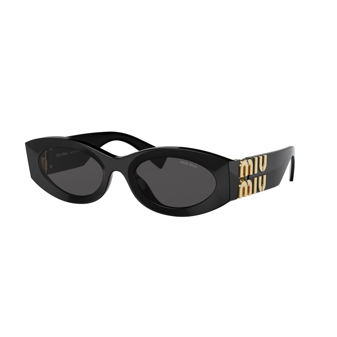 Miu Miu 0Mu 11Ws Elongated Oval Black Acetate Sunglasses