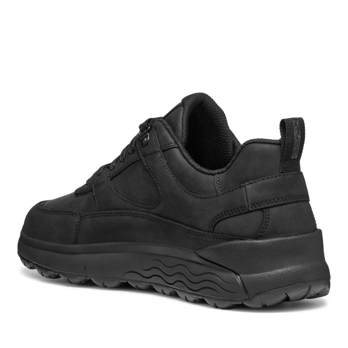 Geox Spherica Black All-Black Leather Sneakers