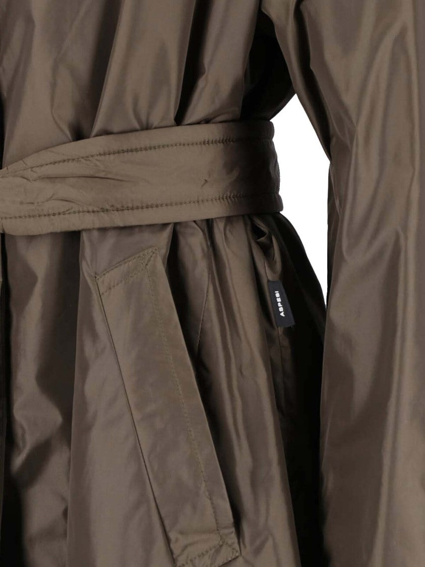 Aspesi Dark Green Nylon Waterproof Trench Coat