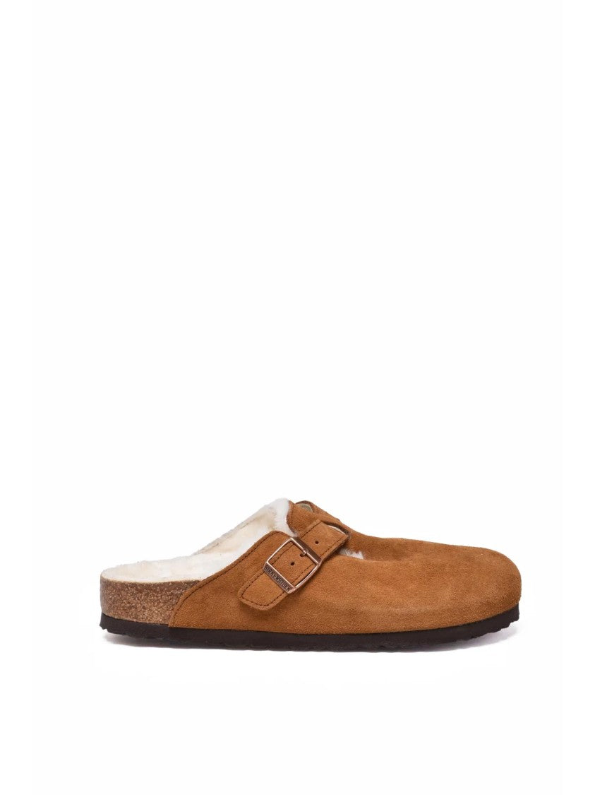 Birkenstock Brown Suede Shearling Mules