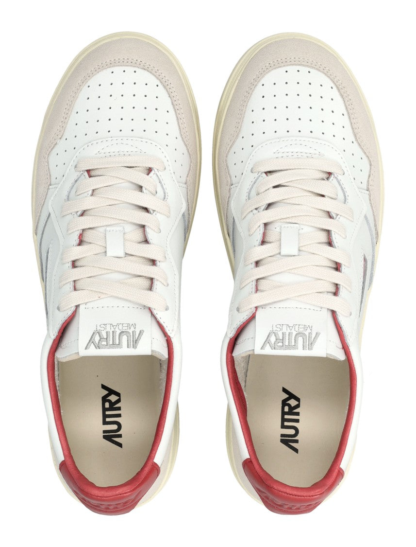Autry Medalist Low White & Red Leather Sneaker