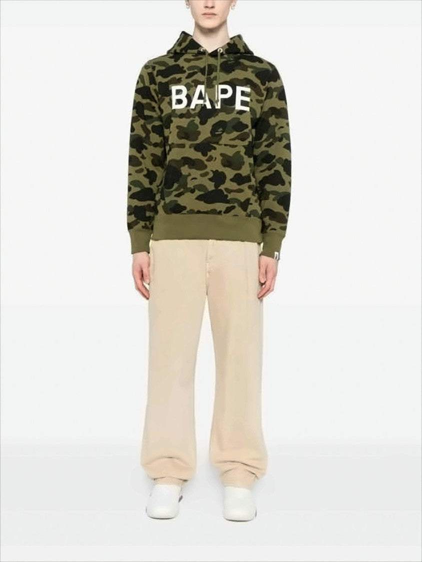 Bape Classic Camouflage Hoodie With Bold Lettering