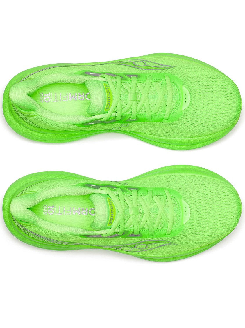 Saucony Neon Green Running Shoes With Breathable Mesh Upper