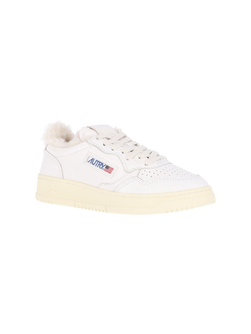 Autry White Goatskin Medalist Low-Top Sneakers