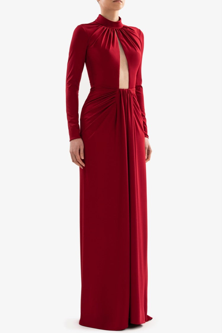 Saiid Kobeisy Jersey Pleated Long Dress