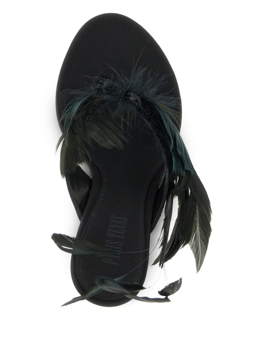 Paris Texas Black Silk And Nylon Strappy Sandals