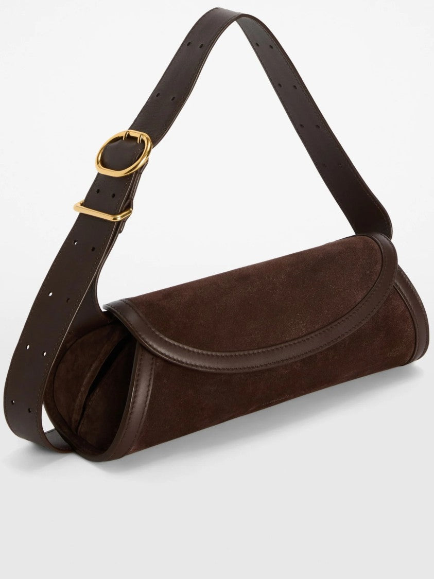 Jil Sander Dark Brown Suede Cylindrical Handbag