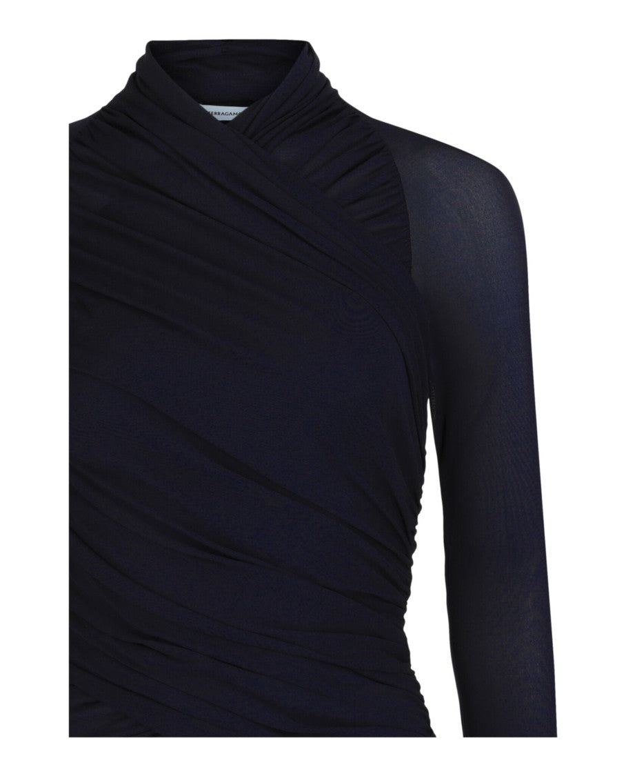 Ferragamo Ruched Long-Sleeve Top