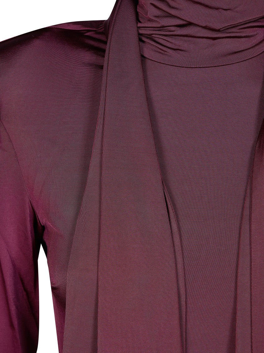 Rotate Long Sleeved Scarf Attached Detail Top