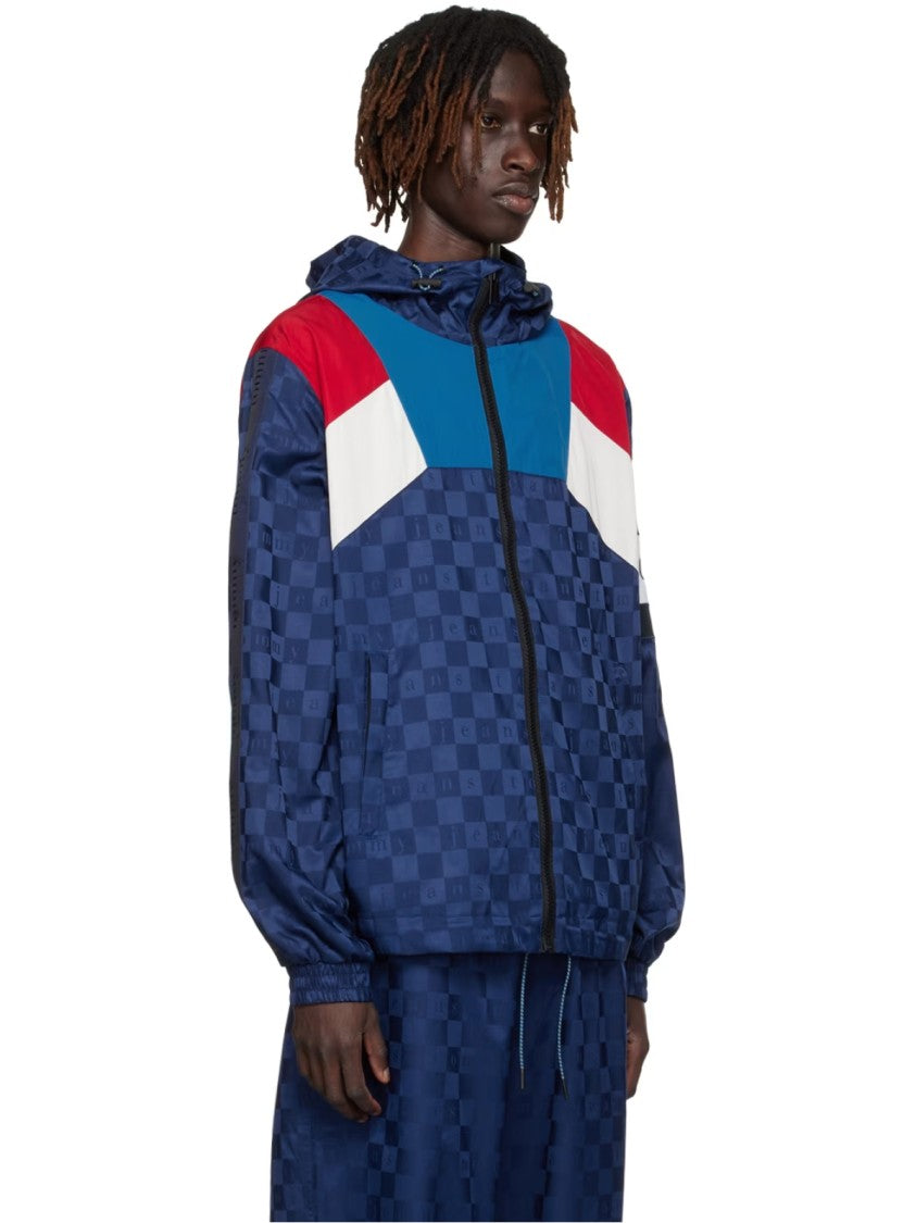 Tommy Hilfiger Checkerboard Colour-Blocked Hooded Track Jacket