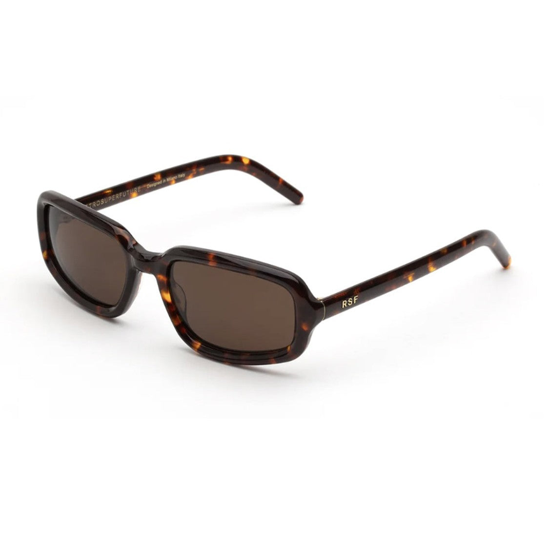 Retrosuperfuture Havana Troll Acetate Rectangular Sunglasses