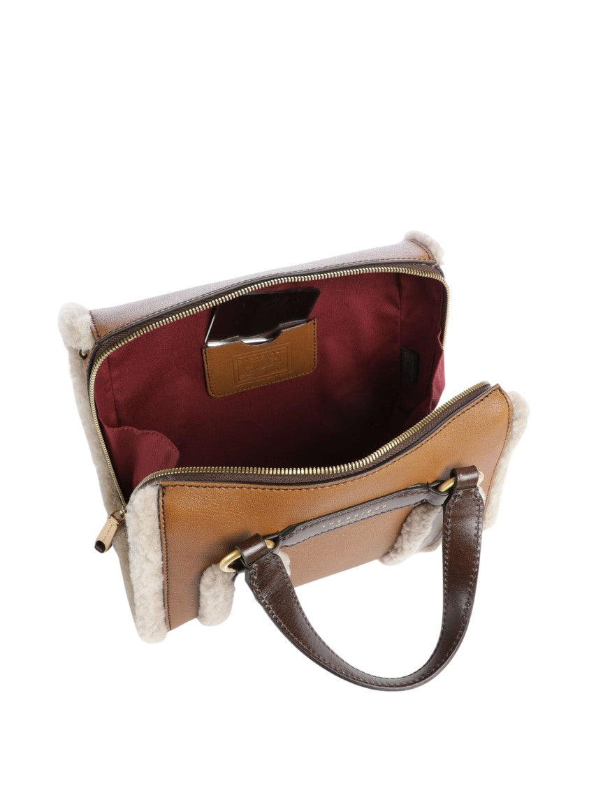 The Bridge Structured Shoulder Bag With Eco And Faux Fur Accents