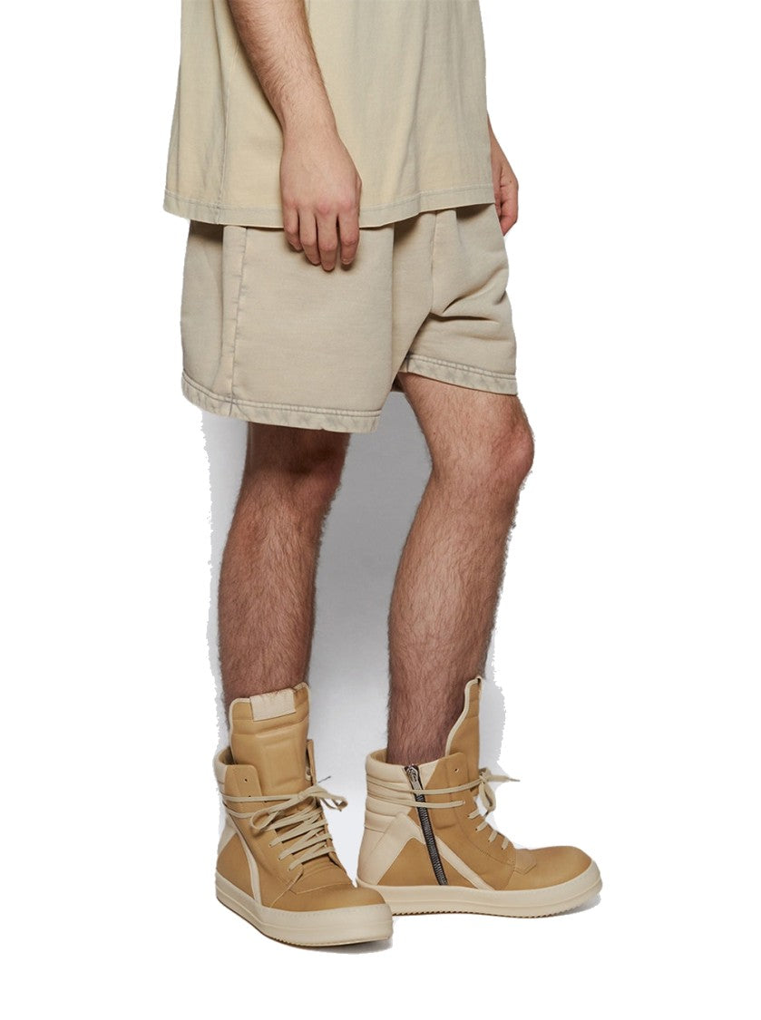 Rick Owens Hollywood Geobasket High Top Sneakers Parchment And Milk