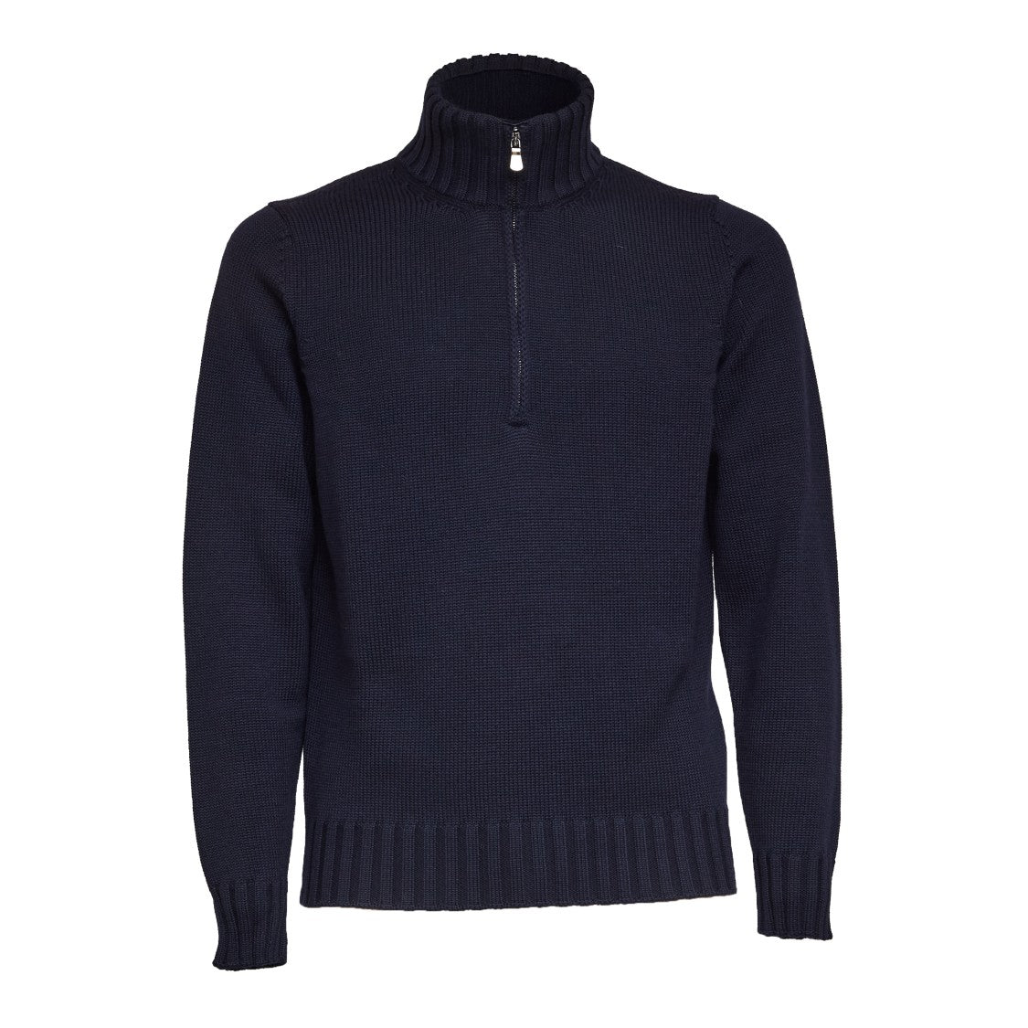Filippo De Laurentiis Merino Wool Half-Zip Knitwear With Ribbed Details