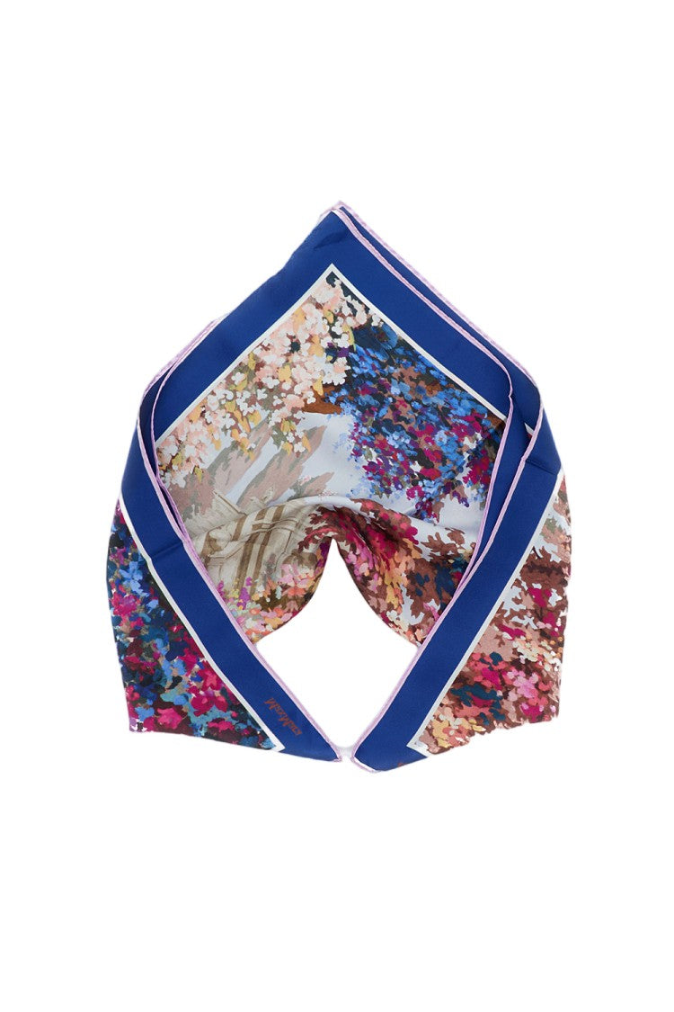Max Mara Silk Scarf With Scenic Multicolor Print