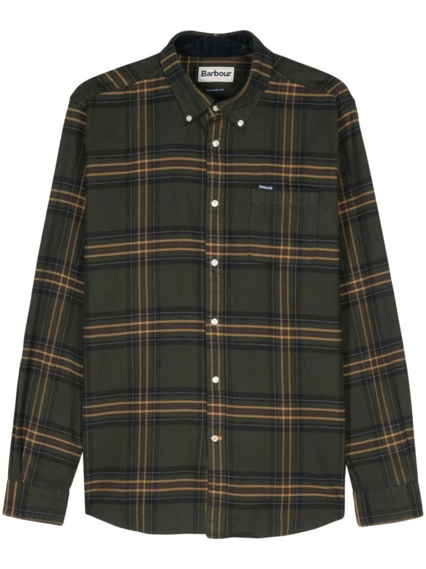 Barbour Green Tartan Flannel Button-Down Shirt