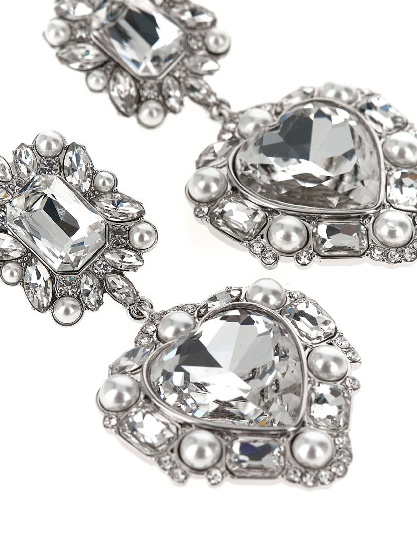 Self-Portrait 'Crystal Pearl Tiered Heart' Earrings