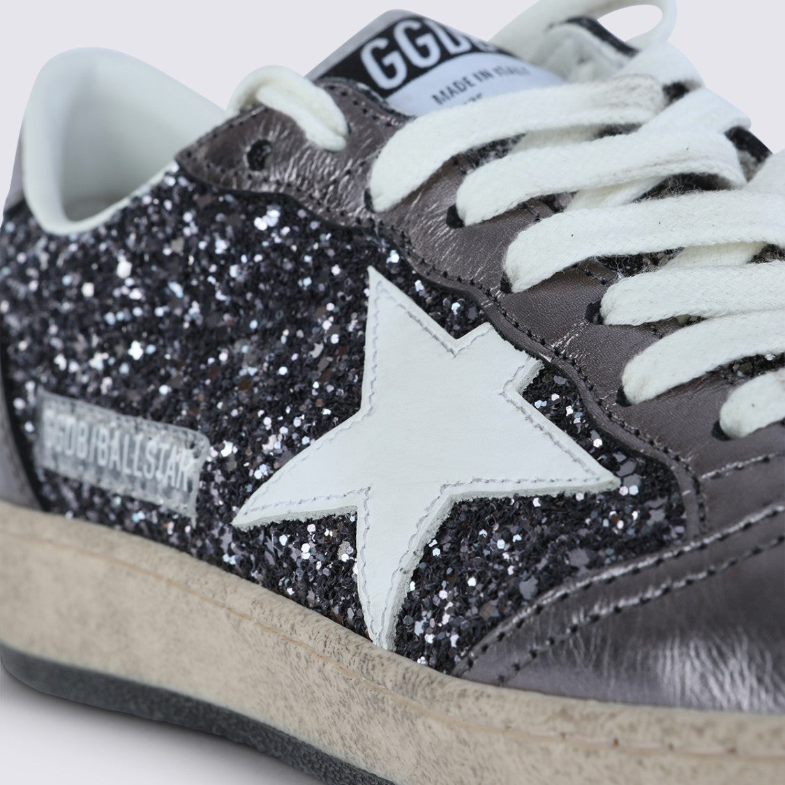 Golden Goose Grey And Purple Leather Ballstar Sneakers