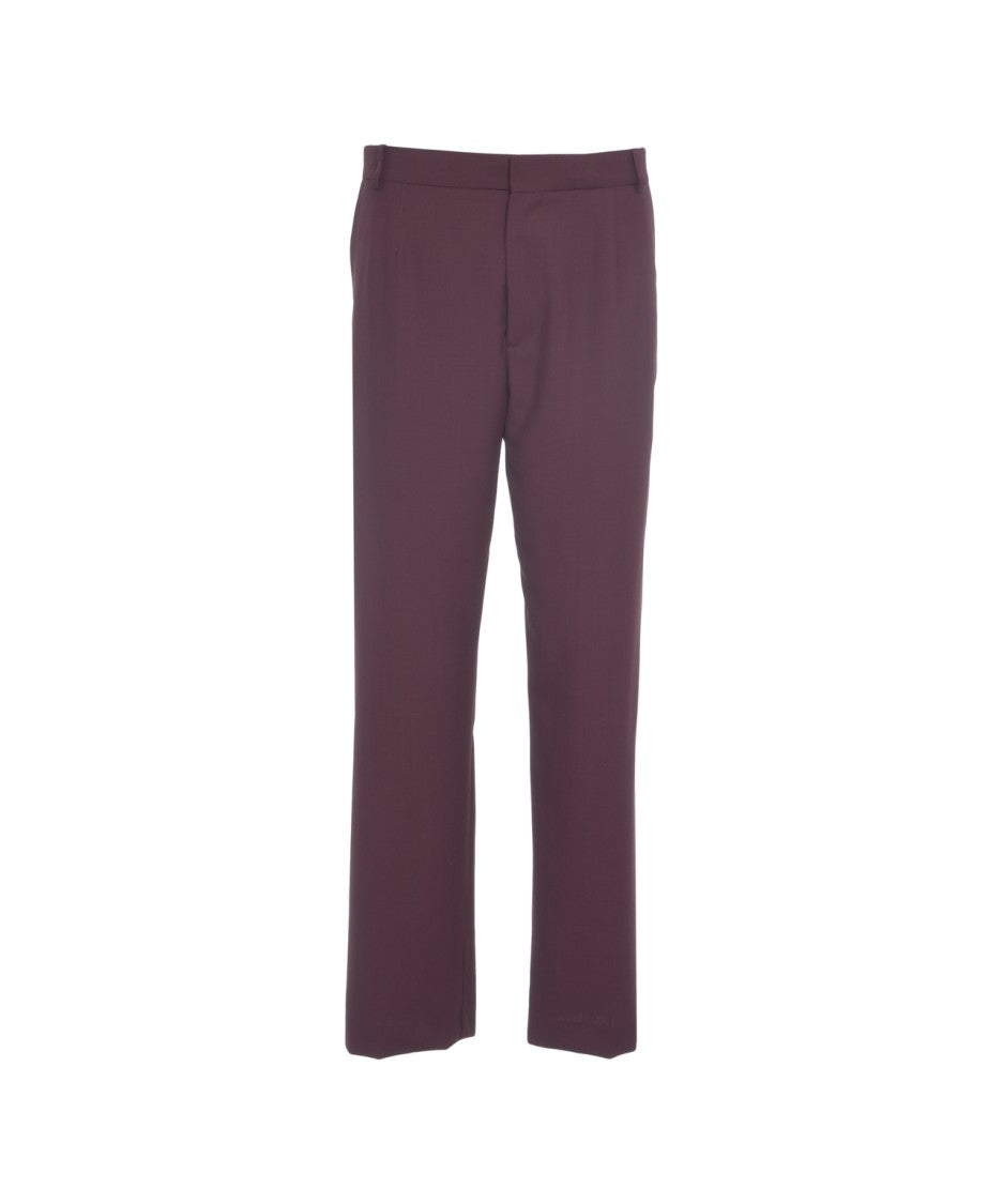 Amaranto Straight-Cut Violet Chino Trousers With Classic Waistband