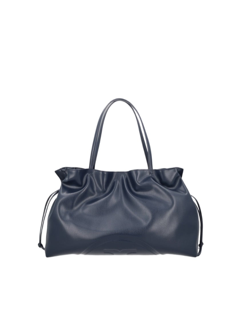 Tory Burch Soft-Structured Blue Tote Bag With Drawstring Detail