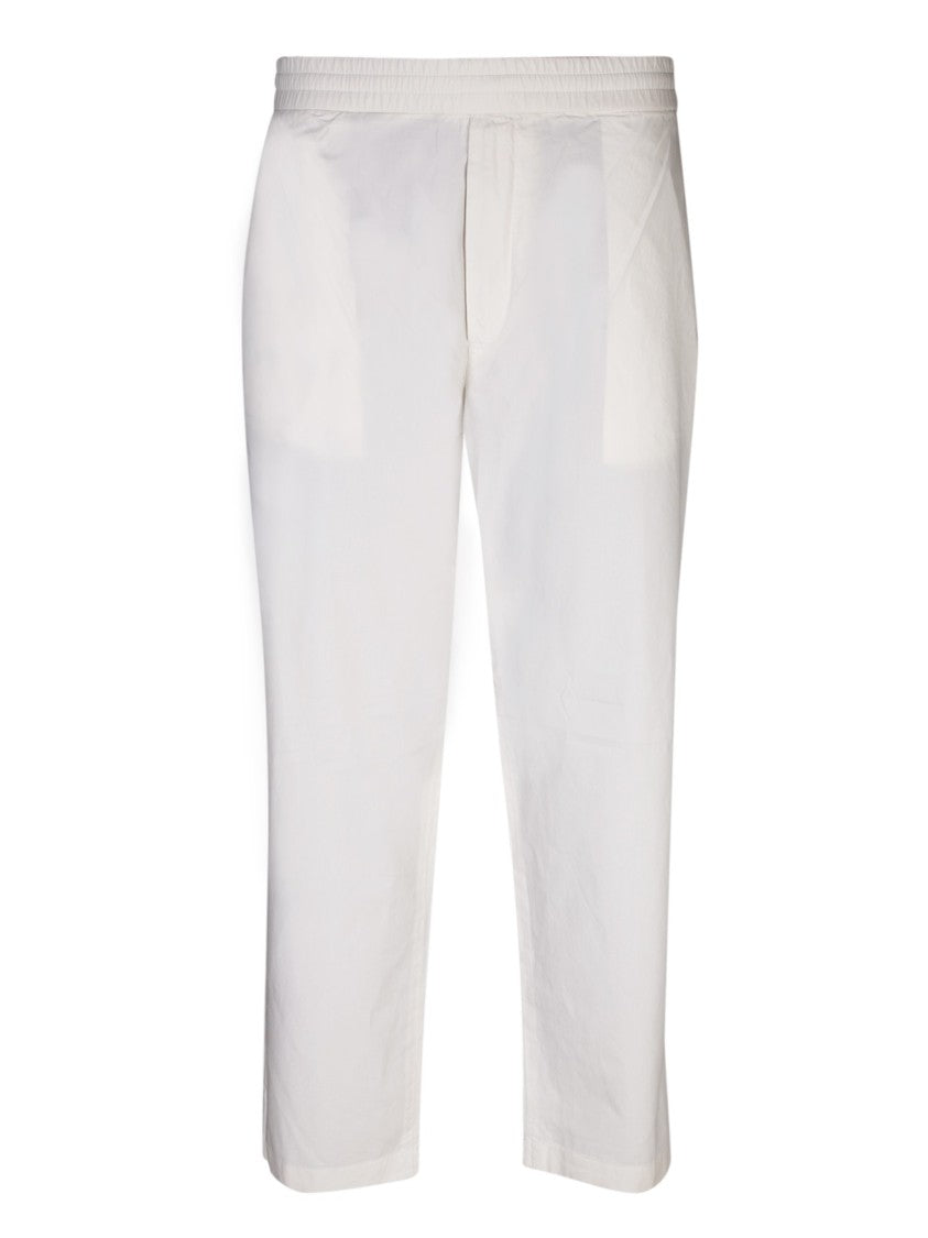 Officine Generale Organic Cotton Trousers With Curled Waistband And Side Pockets