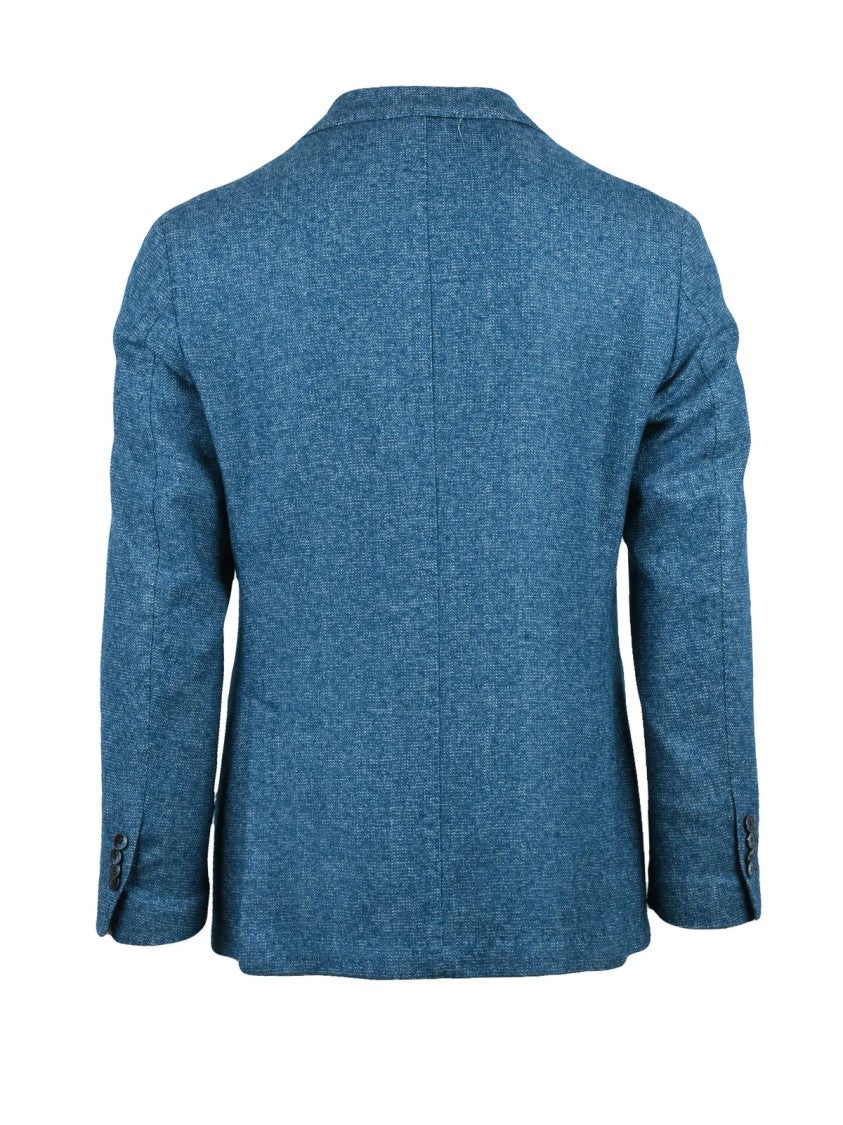 L.B.M. 1911 Textured Rounded Jacket With Button Closure In Vibrant Turquoise