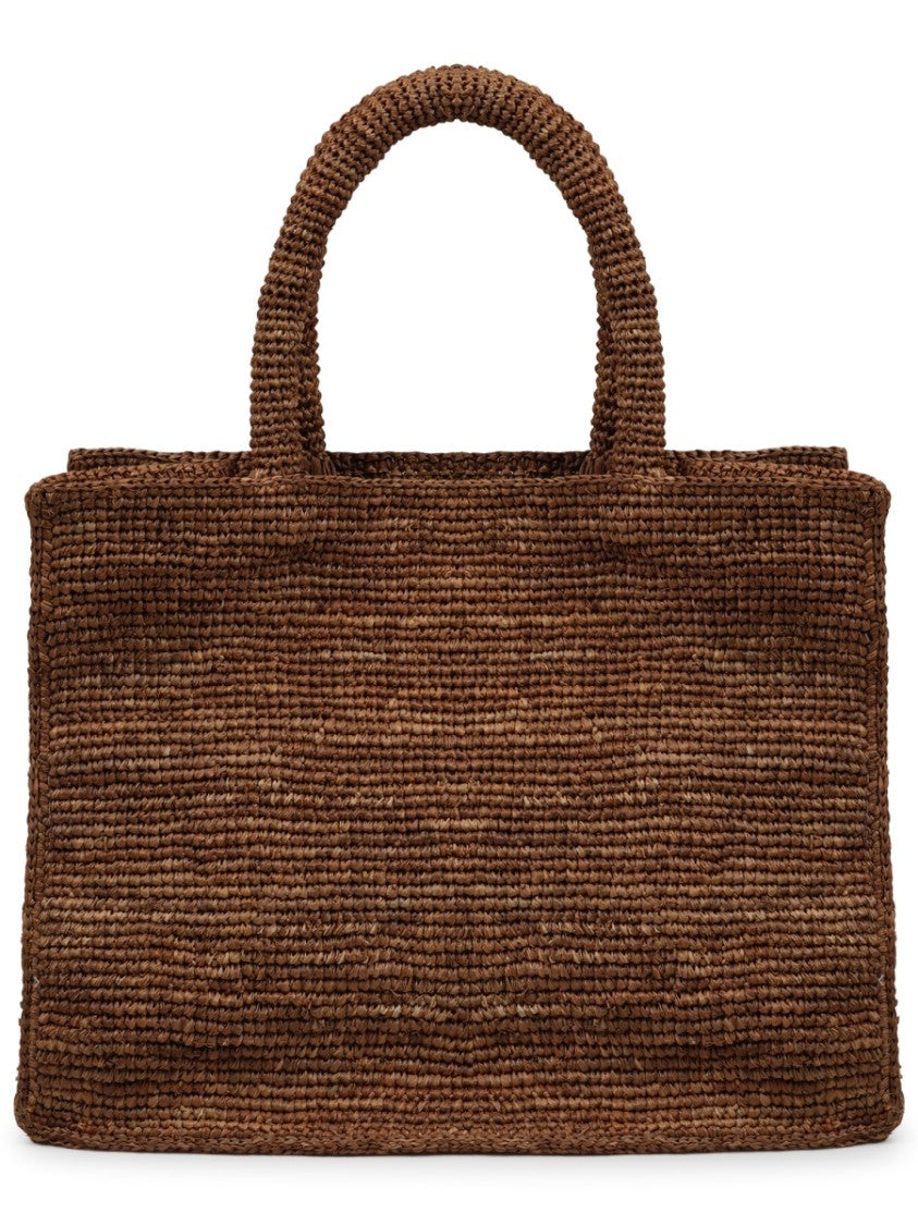 Mc2 Saint Barth Rectangular Raffia Handbag With Embroidered Detailing