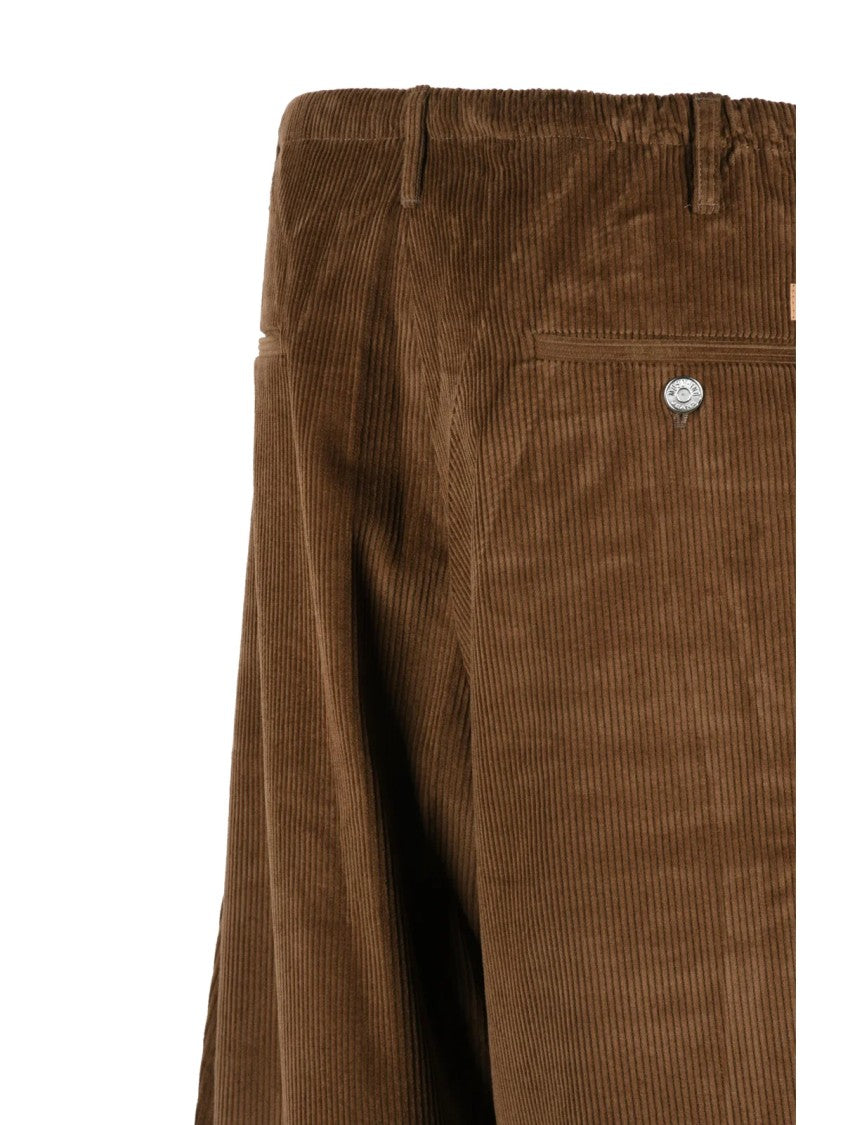 Mo5ch1no Jeans Brown Velvet Baggy Trousers With Drawstring Waist