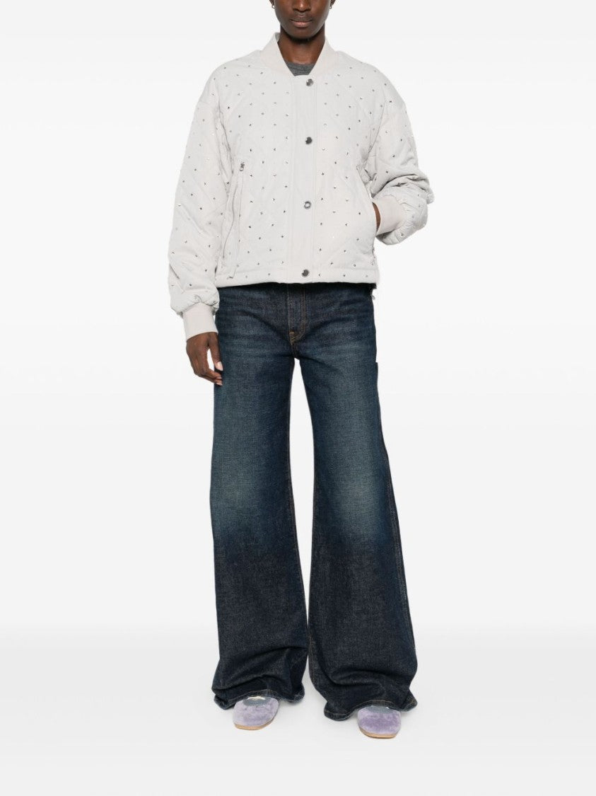 Pinko Cropped Quilted Jacket With Diamond Pattern