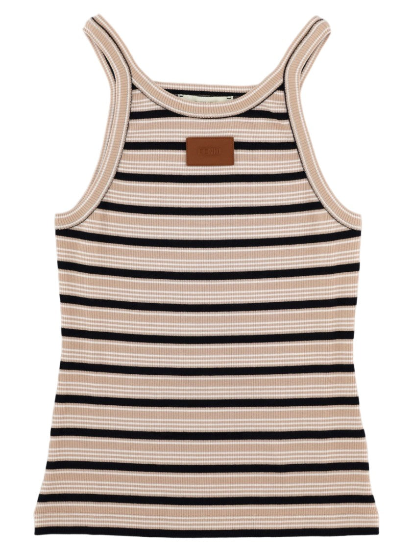 Fendi Multicolor Striped Ribbed Cotton Tank Top