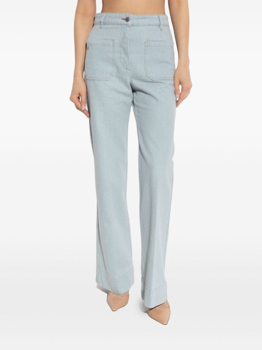 Victoria Beckham Relaxed High-Waisted Wide-Leg Jeans In Light Blue