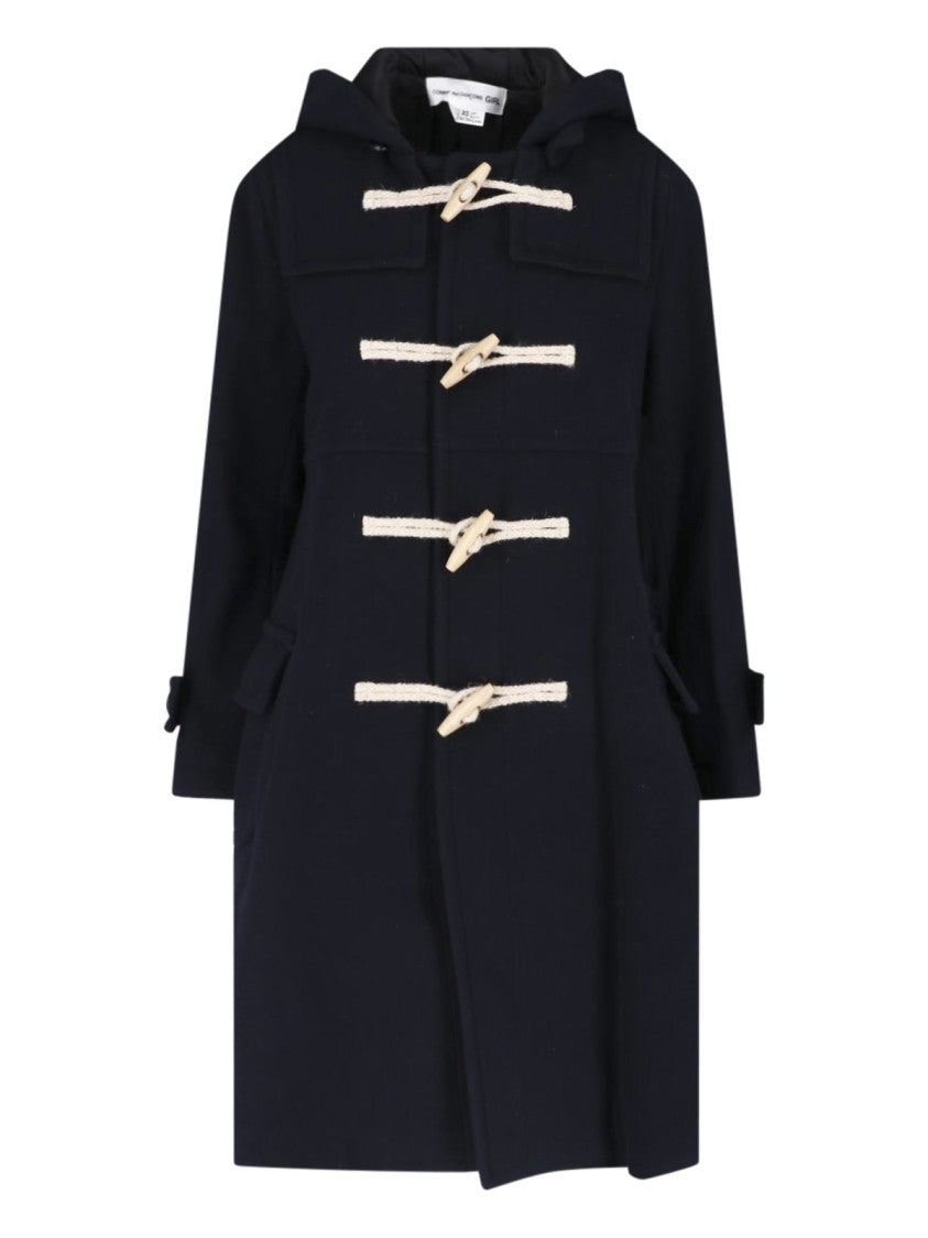 Comme Des Garçons Black Toggle Hooded Duffle Jacket