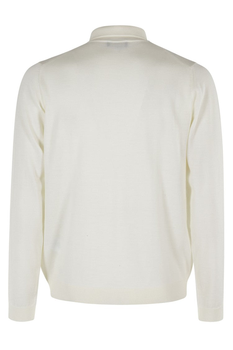 Roberto Collina Long-Sleeved Ecru Polo With Classic Collar