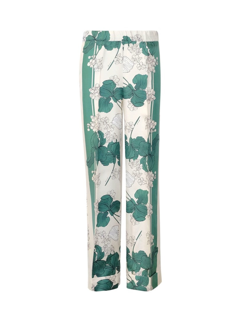 P.A.R.O.S.H. Serenella Green Silk Twill Pants