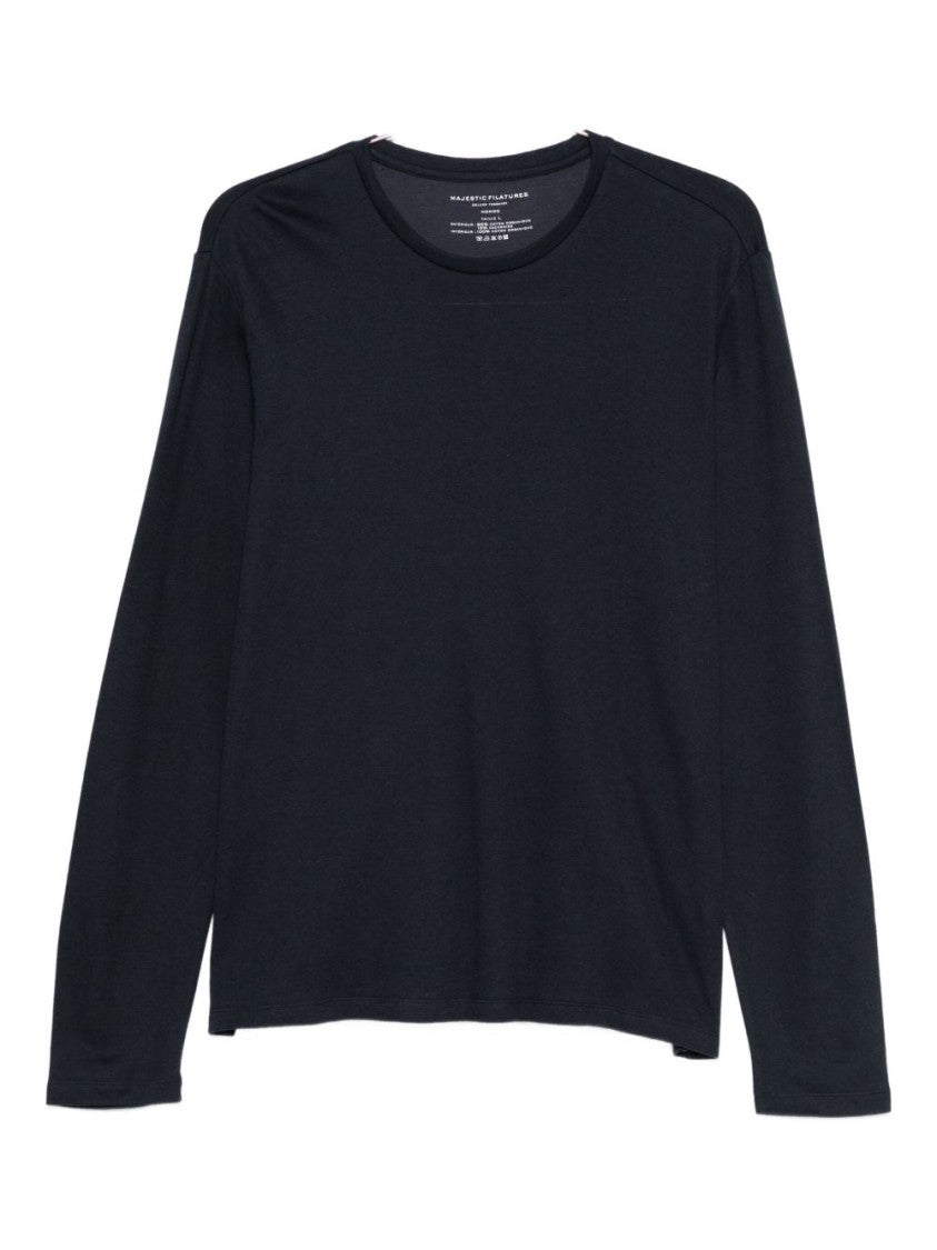 Majestic Filatures Crew Neck Long-Sleeve T-Shirt In Cashmere