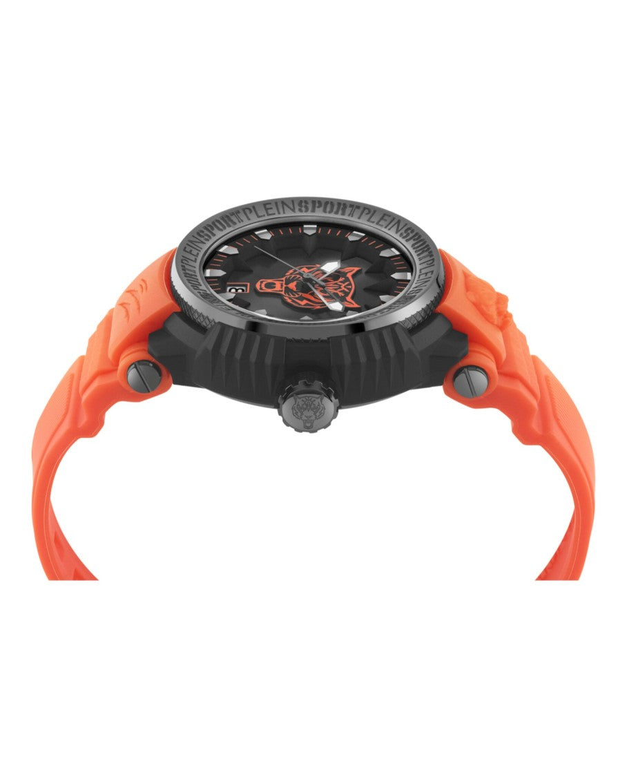 Plein Sport Tiger Motif Quartz Watch With Black Silicone Case