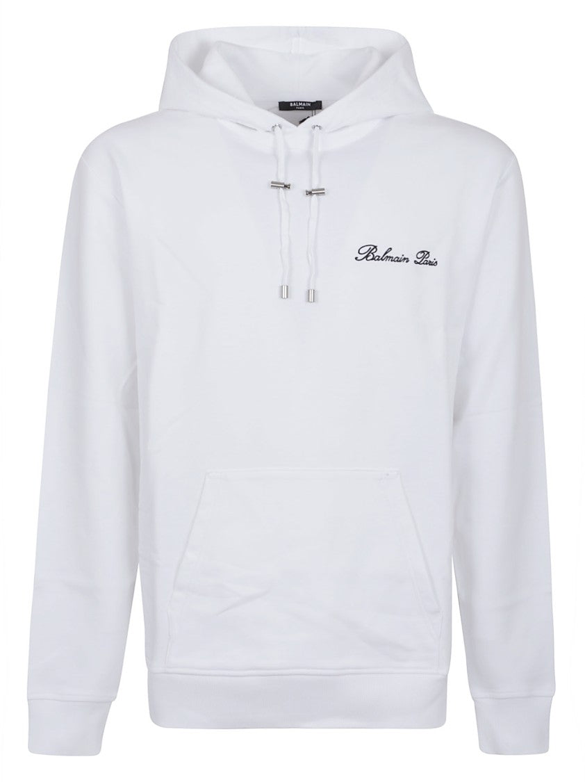 Balmain Adjustable Hooded Sweatshirt With Iconic Embroidery