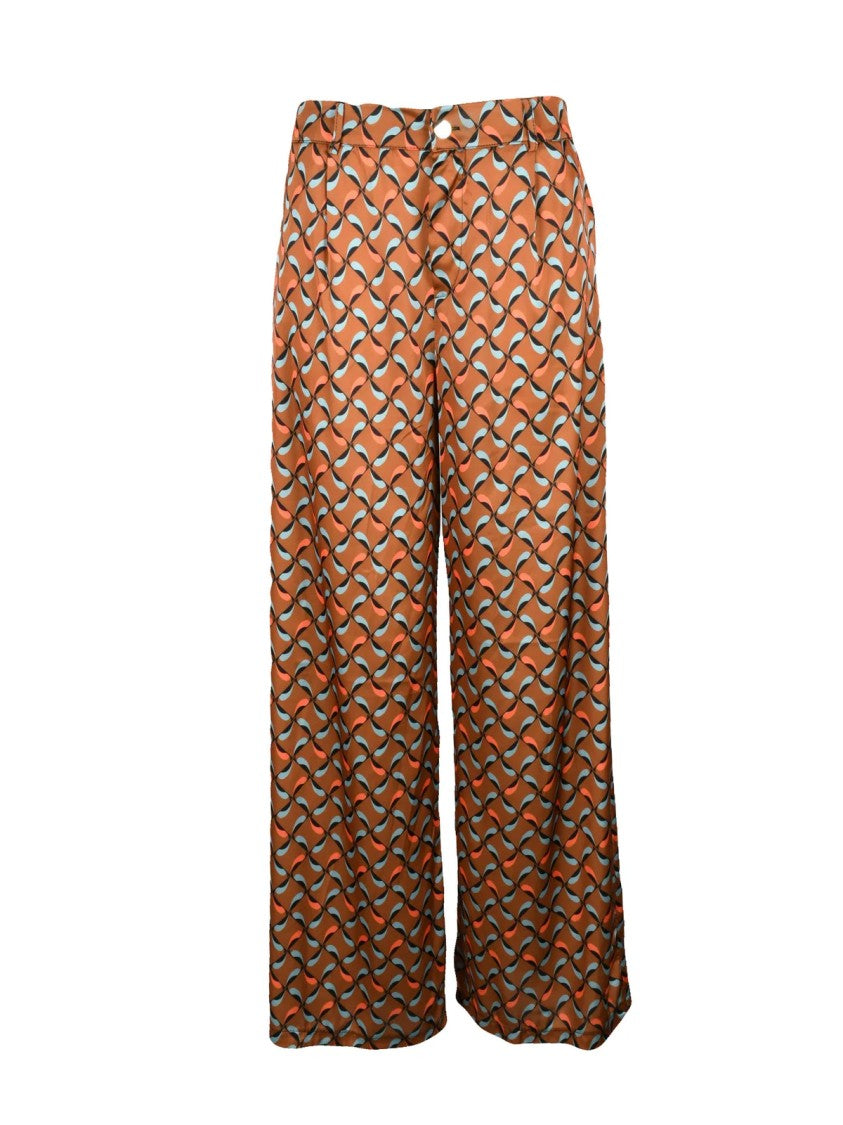 Think Wide-Leg Trousers With Geometric Pattern And Elastic Waist