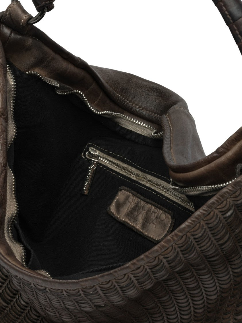 Giancarlo Nevola Textured Leather Shoulder Bag With Adjustable Strap