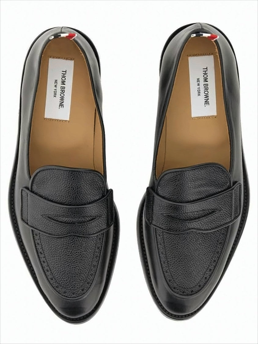 Thom Browne Classic Black Penny Loafers With Signature Striped Pull Tab