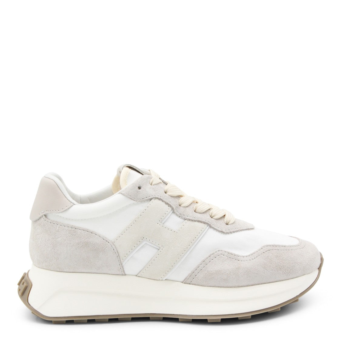 Hogan White And Beige Leather Sneakers