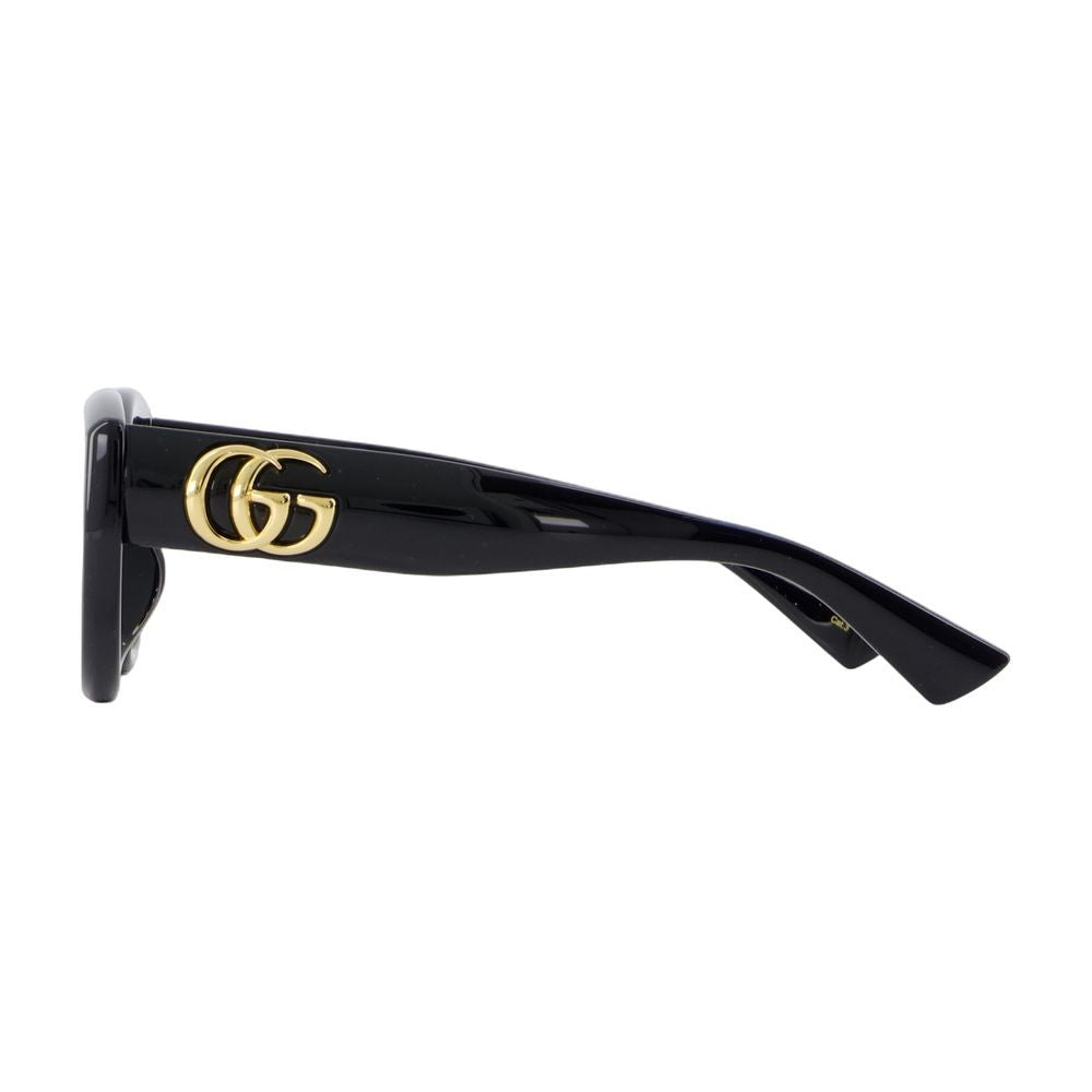 Gucci Oversized Cat-Eye Black Metal Sunglasses With Gold Double-G Detail