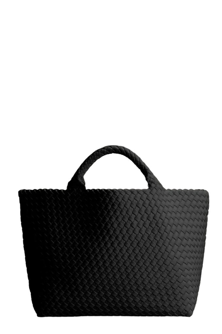 Naghedi Black St Barths Medium Woven Neoprene Tote Bag