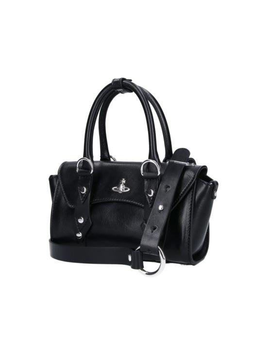 Vivienne Westwood Structured Calf Leather Shoulder Bag With Signature Emblem