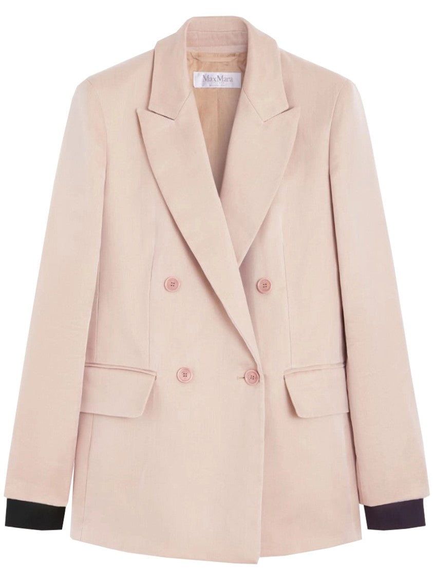 Max Mara Beige Mxsfeltro Double-Breasted Wool Blazer