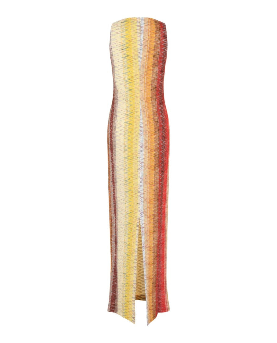 M Missoni Embroidered Zigzag Print Maxi Dress