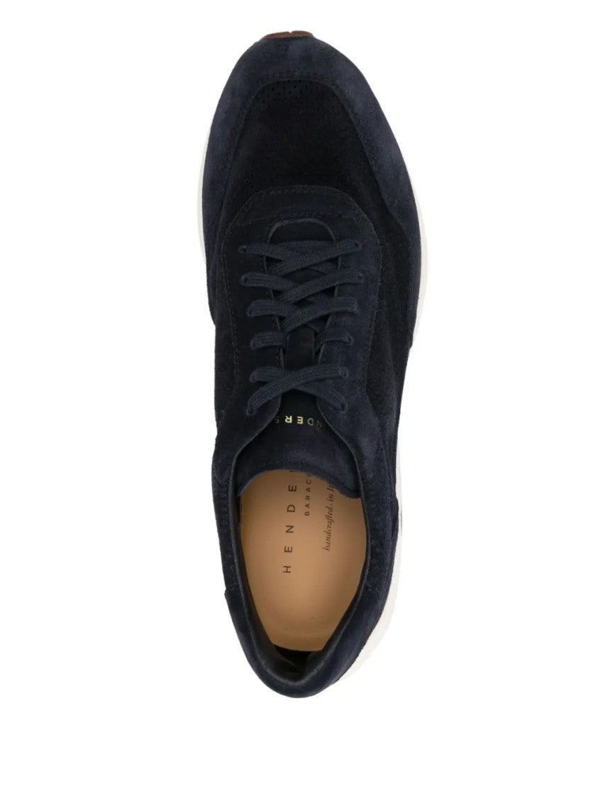Henderson Perforated Suede Trainers With Contrasting Rubber Sole