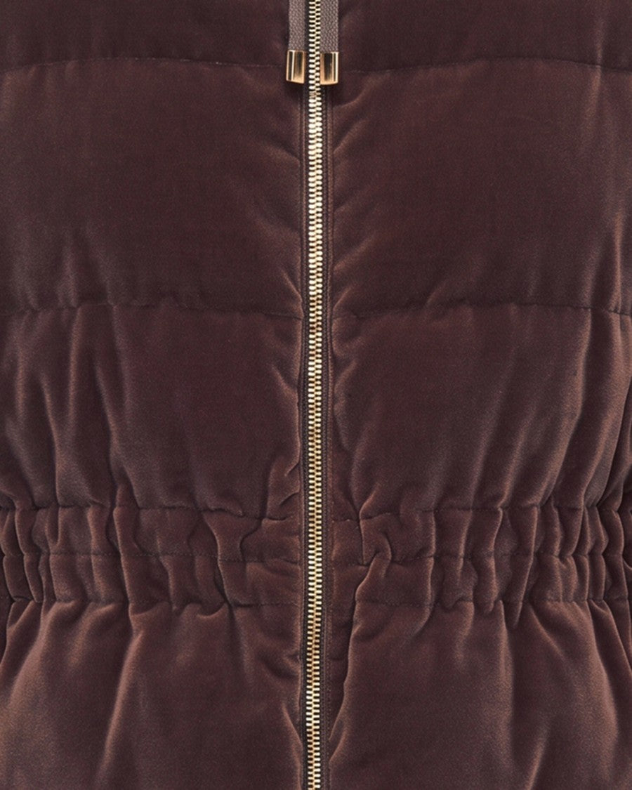 Fabiana Filippi Bark Quilted Gathered Velvet Down Jacket